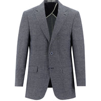 Dark Navy 4-Drop Relaxed Fit Classic Patterned Linen Blend Jacket
