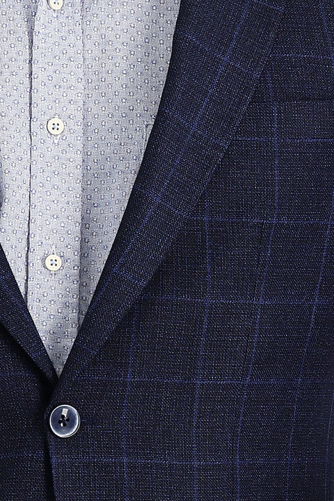 Dark Navy 6 Drop Regular Fit Patterned Jacket
