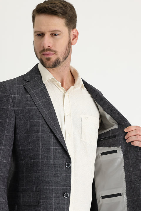 Medium Anthracite 4 Drop Relaxed Fit Patterned Jacket