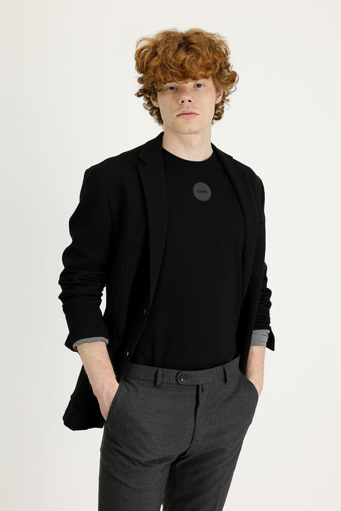 Black 7 Drop Super Slim Fit Extra Narrow Cut Eyelet Sport Jacket