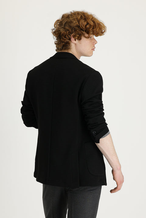 Black 7 Drop Super Slim Fit Extra Narrow Cut Eyelet Sport Jacket