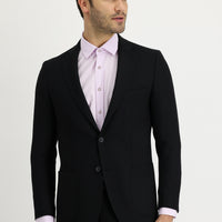 Black 4-Drop Relaxed Fit Patterned Wool Jacket