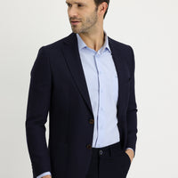 Dark Navy 6 Drop Regular Fit Patterned Wool Jacket