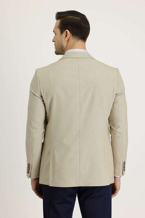 Light Beige 6 Drop Regular Fit Patterned Jacket