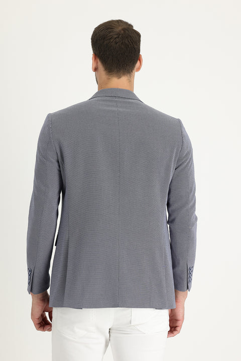 Light Navy Blue 6 Drop Regular Fit Standard Cut Classic Patterned Jacket