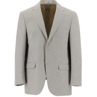 Light Beige 4-Drop Relaxed Fit Classic Patterned Jacket