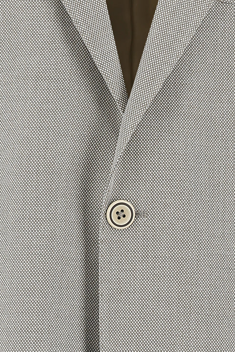 Light Beige 4-Drop Relaxed Fit Classic Patterned Jacket