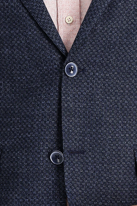 Medium Navy 4 Drop Relaxed Fit Classic Patterned Jacket