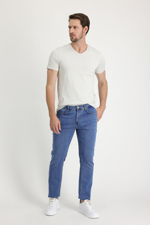 Açık Mavi Regular Fit Standart Kesim Likralı Denim Pantolon