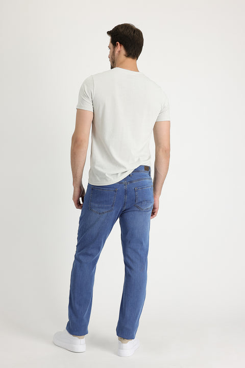 Açık Mavi Regular Fit Standart Kesim Likralı Denim Pantolon