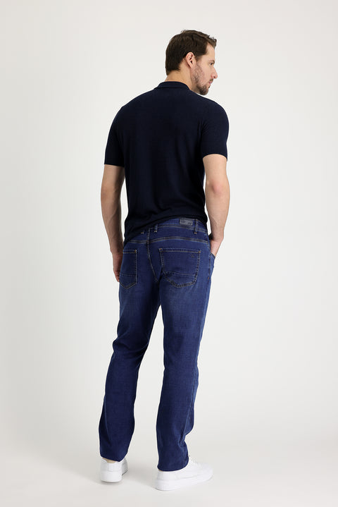Dark Blue Regular Fit Standard Cut Lycra Denim Jeans