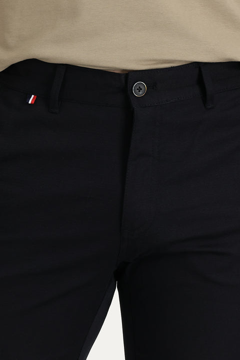 Men's Black Regular Fit Standard Cut Patterned Lycra Canvas / Chino Trousers