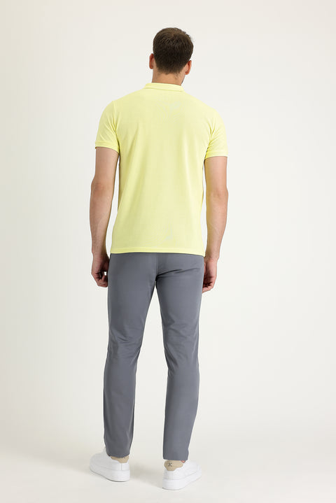 Medium Gray Regular Fit Standard Cut Patterned Lycra Canvas / Chino Trousers