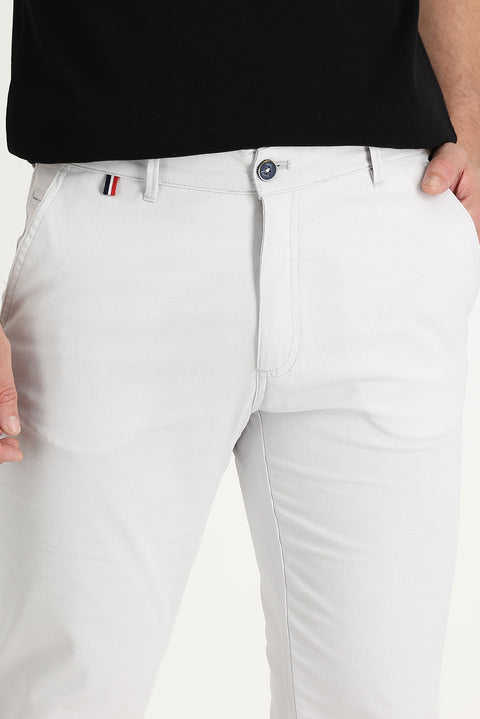 Stone Regular Fit Standard Cut Patterned Lycra Canvas / Chino Trousers