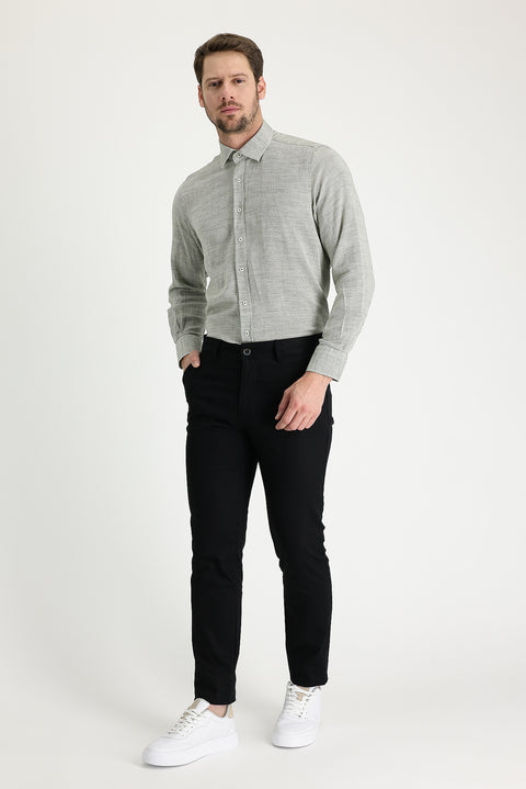 Black Slim Fit Stretchy Canvas / Chino Trousers