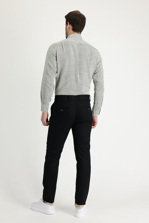 Black Slim Fit Stretchy Canvas / Chino Trousers