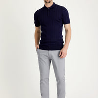 Light Grey Regular Fit Standard Cut Lycra Canvas / Chino Trousers