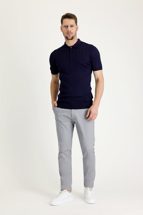 Light Grey Slim Fit Stretch Canvas / Chino Trousers