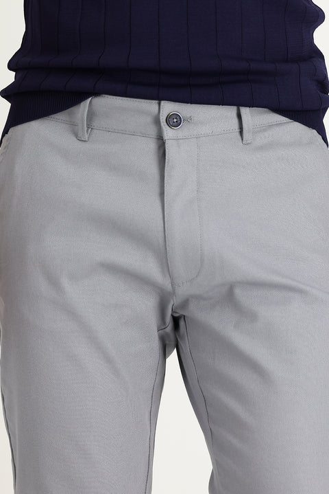 Light Gray Relaxed Fit Stretch Canvas / Chino Trousers