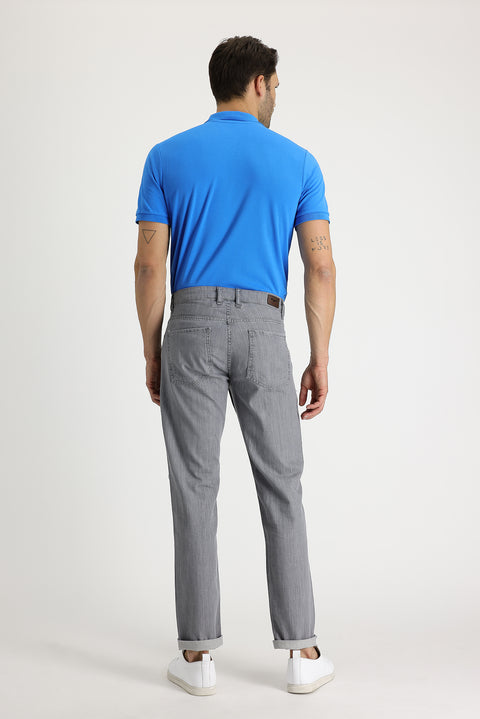 Medium Gray Regular Fit Standard Cut Cotton Denim Pants