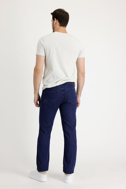Dark Navy Regular Fit Standard Cut Cotton Denim Trousers