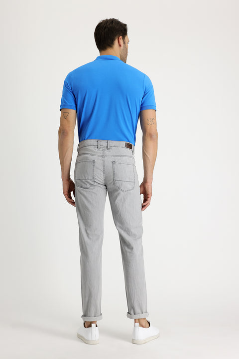 Cloud Grey Regular Fit Standard Cut Cotton Denim Trousers