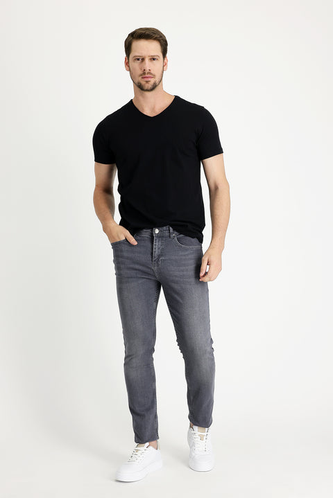 Medium Gray Slim Fit Stretch Denim Pants