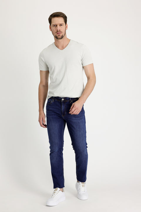 Medium Dark Blue Slim Fit Stretch Denim Pants