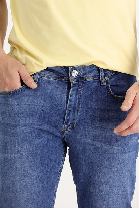 Dark Blue Slim Fit Stretch Denim Pants