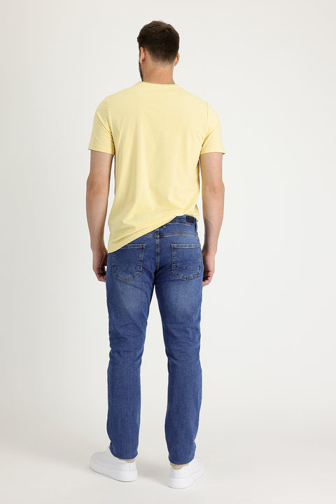 Dark Blue Slim Fit Stretch Denim Pants