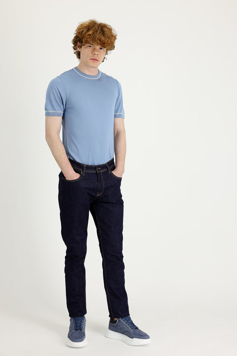 Dark Navy Slim Fit Stretch Denim Pants