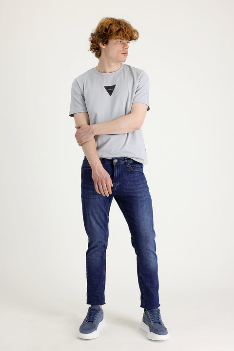Dark Blue Slim Fit Stretch Denim Pants