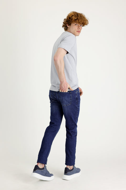 Dark Blue Slim Fit Stretch Denim Pants