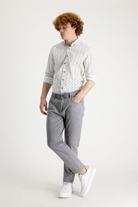 Medium Gray Slim Fit Stretch Denim Pants