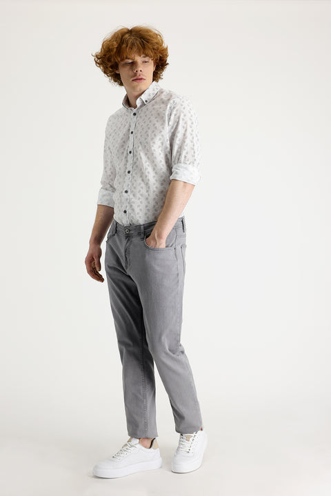 Medium Gray Slim Fit Stretch Denim Pants