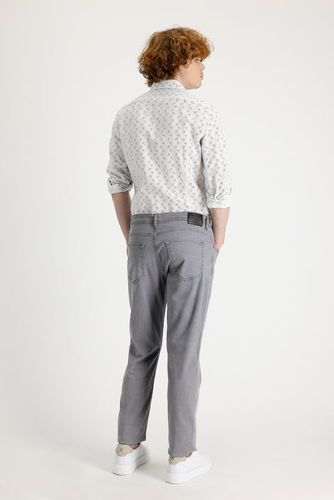 Medium Gray Slim Fit Stretch Denim Pants