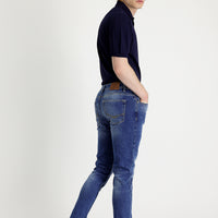Blue Slim Fit Narrow Cut Stretch Denim Pants
