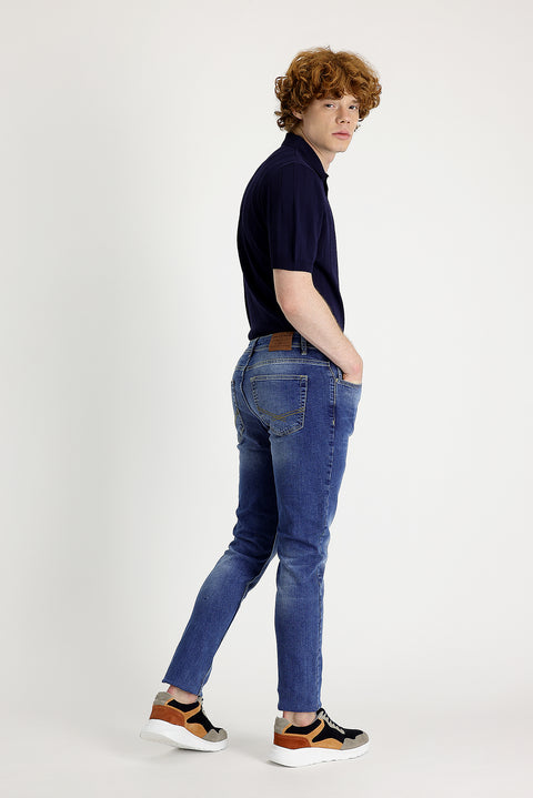Blue Slim Fit Narrow Cut Stretch Denim Pants