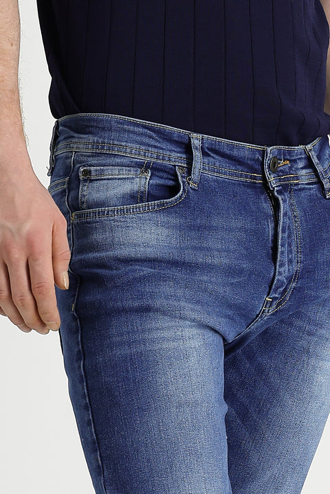 Blue Slim Fit Narrow Cut Stretch Denim Pants