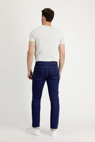  Koyu Lacivert Slim Fit Dar Kesim Likralı Denim Pantolon