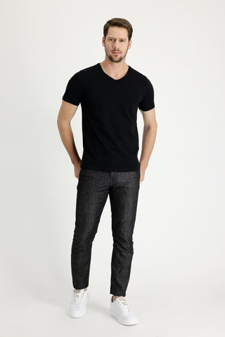  Siyah Slim Fit Dar Kesim Likralı Denim Pantolon