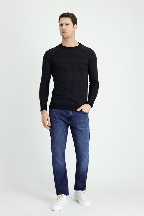 Dark Blue Slim Fit Stretch Denim Pants