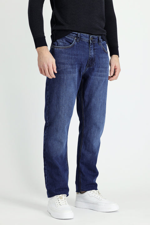 Dark Blue Slim Fit Stretch Denim Pants