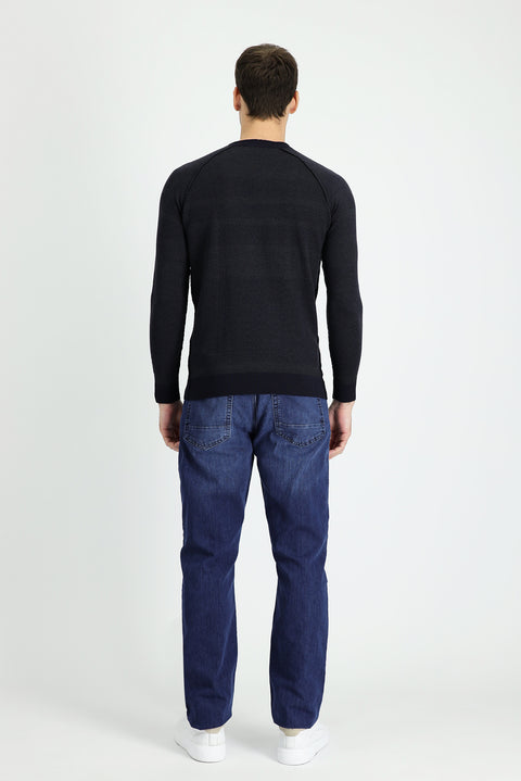 Dark Blue Slim Fit Stretch Denim Pants