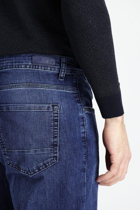 Dark Blue Slim Fit Stretch Denim Pants