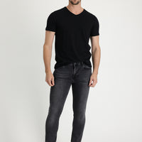 Black Regular Fit Standard Cut Lycra Denim Pants
