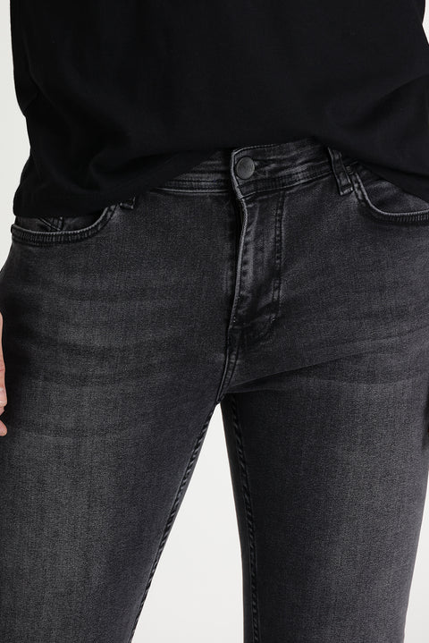 Black Regular Fit Standard Cut Lycra Denim Pants