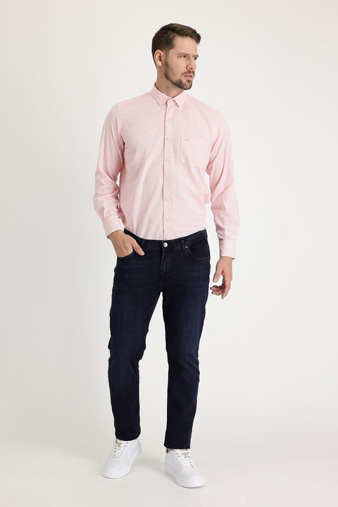 Dark Navy Regular Fit Standard Cut Lycra Denim Trousers