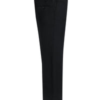 Black 6 Drop Regular Fit Standard Cut Classic Fabric Trousers