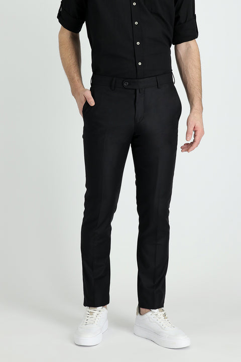 Dark Black 7 Drop Slim Fit Classic Fabric Trousers